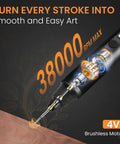 Badass Brushless Engraving Pen With 41 Heavy Duty Accessories For Metal Wood Glass And Plastic Usb C Rechargeable Cordless Carving Tool demonstrating 38000 RPM brushless motor.