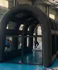 Inflatable Tennis Court Style Tent And Baseball Batting Cage With Blower Portable 19.68 Ft By 9.84 Ft in warehouse setting