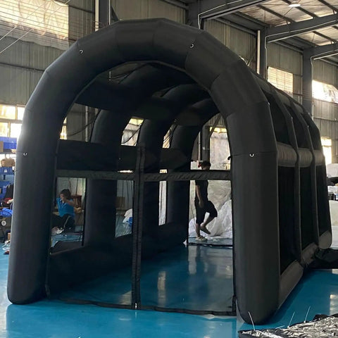 Inflatable Tennis Court Style Tent And Baseball Batting Cage With Blower Portable 19.68 Ft By 9.84 Ft in warehouse setting