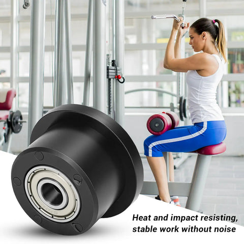 42mm Polyurethane Gym Pulley Wheels Set For Cable Machines Quiet, Smooth Operation Replacement Pulleys For Lifting Equipment And Home Gym Accessories Fits Standard Weight Stack Systems 4 Pack black pulley wheel on gym cable machine