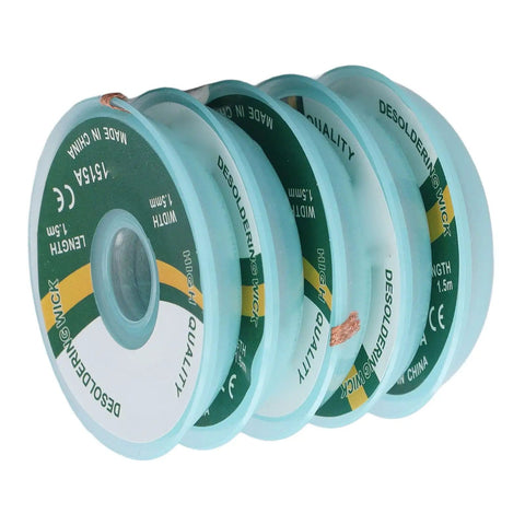 Five Pack Solder Wick 1.5mm By 1.5m Copper Alloy Desoldering Wick Braid rolls for PCB work and electronics repair