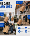 Person using Heavy Duty Folding Hand Truck Dolly With 8 Inch Puncture Resistant Tires 650 To 800 Lb Capacity Beefy Alloy Steel Frame