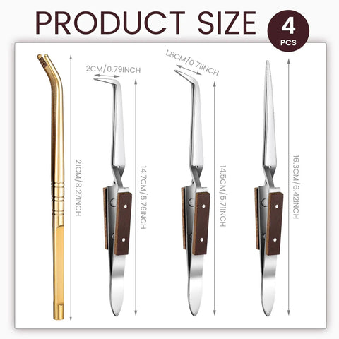 4-piece tool set from 6 Piece Jewelry Soldering Kit With 2 Honeycomb Ceramic Soldering Blocks, Copper Tongs, And 3 Reverse Tweezers