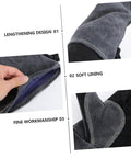 Built Tough As Nails Heat Resistant Oven Gloves For Bbq Grilling And Welding Industrial Grade showing lengthening design and soft lining.