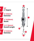 Carbide Tipped Countersink Drill Bit With 82 Degree Countersink, Three Eighths Inch Diameter, One Quarter Inch Quick Release Hex Shank diagram