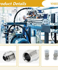 2-pack hydraulic hose adapters: 3/8 in JIC 37° male to 3/8 in NPT male straight connectors, metal with protective covers.