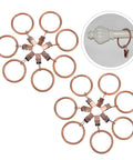 50 Pieces Vintage Bronze Shower Curtain Hooks With Hanging Clips And Glide Rings For Bathroom shown in circular arrangement