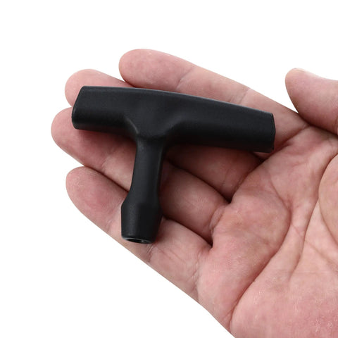 Two Pack Pull Cord Handles For Gas Engine Starters, Durable Plastic With Beefy Three-Finger Grip, 2.84 Inch Long And 0.65 Inch Wide, Replacement Handles For Lawn Mowers, Generators, Chainsaws, Trimmers, Edgers, And Other Outdoor Power Equipment, black handle in hand