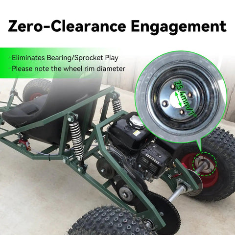 36 Inch Rear Axle Shaft Kit For Go Karts And Off Road Vehicles With One Quarter Inch Keyway And Three Quarter Inch To Sixteen Fine Thread Universal Fit For Manco Murray Yerf Dog And Similar Go Karts ATVs Dune Buggies Beefed Up featuring zero-clearance engagement in an off-road vehicle.