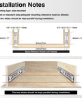 Installation notes for 12 Inch Soft Close Stainless Steel Drawer Slides 1 Pair with clear mounting instructions and dimensions.