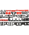 Kick Your Daily Prints Up A Notch With Rock Solid Cnc Aluminum 3D Printer Frame Kit Including Upgraded Z Belt Tensioner For Ender 2.4 R2 Plus Spare Bolts red and black metal parts layout