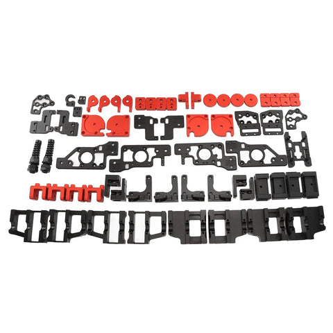Kick Your Daily Prints Up A Notch With Rock Solid Cnc Aluminum 3D Printer Frame Kit Including Upgraded Z Belt Tensioner For Ender 2.4 R2 Plus Spare Bolts red and black metal parts layout