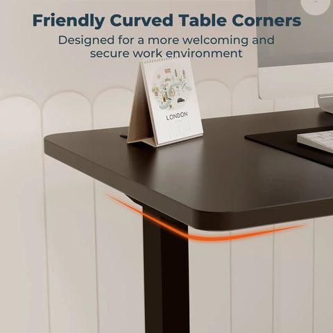 Fitstand Extra Large Standing Desk Dual Motor Electric Height Adjustable Sit Stand Workstation Quiet Home Office Table curved corners for safety.