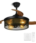 42 Inch Retractable Ceiling Fan With Lights Killer Reversible 6 Speeds Cage Industrial Farmhouse Ceiling Fan