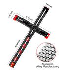 4 In 1 Adjustable T Square Measuring Tools With A 24 Inch Aluminum Ruler Protractor Bevel Gauge And Square For DIY Woodworking Pro Grade Quality Handy Cabinet Hardware Jig Marking Gauge Kit Includes Portable Storage Bag In Black, shown with dimensions and aluminum material close-up.