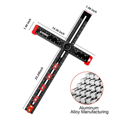 4 In 1 Adjustable T Square Measuring Tools 24 Inch Aluminum Ruler With Protractor Bevel Gauge And Square Cabinet Hardware Jig