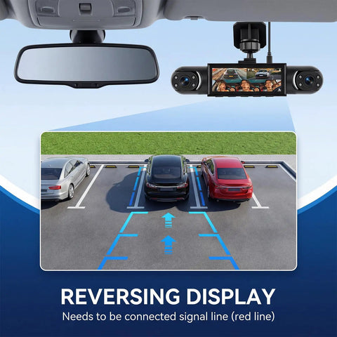 Image of 4 Channel 360 Degree Dash Cam Front Rear Interior Coverage Left And Right 3.16 Inch Display showing reversing help view.