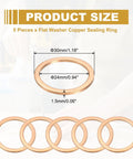 5 copper crush washers 24mm ID 30mm OD for automotive seals, shown in dimension chart, ideal for leak prevention and thermal conductivity.