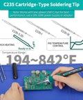 Person using Portable Soldering Iron Pen Kit With 65W PD QC Type C Power, Rapid 5 Second Heat Up on a circuit board.