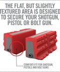 Heavy Duty Smart Jaws Bench Vise Sleeves Lock Down Firearms And Optics With Nine Precision Grooves while gripping shotgun, pistol, and bolt gun.