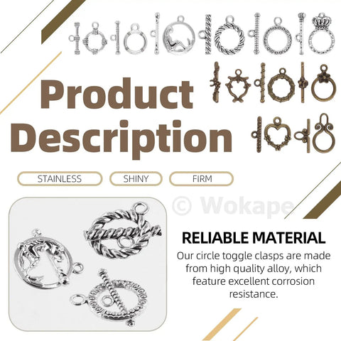 260Pcs Tibetan Alloy Toggle Clasps Kit With 200 Open Jump Rings In 12 Styles T Bar Closures IQ Toggle Fasteners For Jewelry Making Beading DIY Craft Projects And Accessories For Makers, assorted silver and bronze clasps