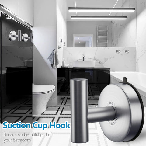 Heavy Duty 4 Pack Suction Cup Hooks Brushed Nickel For Shower And Bathroom Removable Stainless Steel Wall Hooks Holds Up To 15 Lb