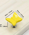 Hella Chic Yellow Ceramic Butterfly Cabinet Knobs Premium Six Piece Set Dang Beautiful Vintage Drawer Pulls For Dresser 1.57in size