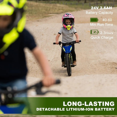 Child riding Lightweight Kid Friendly Electric Motorcycle 150W Up To 10 MPH With 24V Detachable Battery