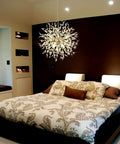 Lit Modern Firework Dandelion Sputnik Chandelier With 8 Lights Crystal Chrome Pendant Lighting For Dining Room Living Room Bedroom And Kitchen Adds Starry Night Sparkle And Luxury Vibe To Your Space over a modern bedroom