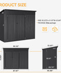 4x8 Outdoor Storage Shed With Triple Lockable Doors Sloping Roof Metal Cabinet dimensions and design diagram.