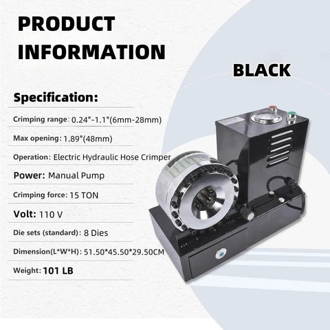Heavy Duty Electric Hydraulic Hose Crimper With 110V Power And Eight Steel Dies For Smooth R1 R2 Fittings detailed specifications.