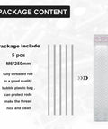 Package with 5 pieces of 250mm M6 1.0 Threaded Rods 304 Stainless Steel Right Hand Fully Threaded Screw Rods for lawn mower carburetor