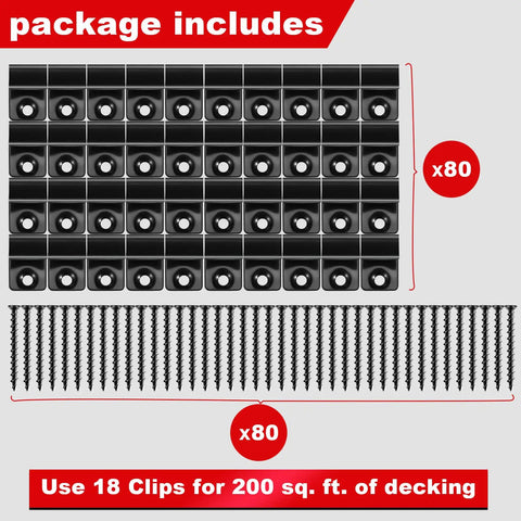 80 Pack 304 Stainless Steel Start Clips, Universal Decking Clip With Decking Screws for Composite Deck Boards, Hidden Fasteners