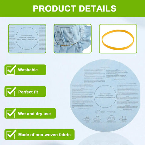 Reusable Wet Dry Vac Filter Set VF2002 For Most 5 Gallon And Larger Shop Vacs With Dry Disc Filters Pack Of 8 And 4 Retaining Bands