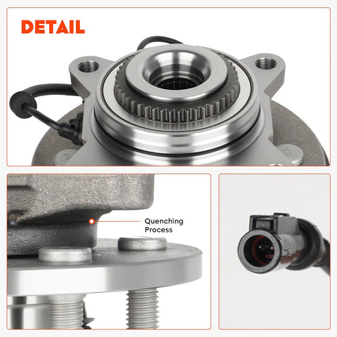 Close-up of Front Wheel Hub Bearing Assembly Compatible With 2004 2005 F150 4WD 6 Lug With ABS Replacement 515046 1pc