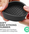Close-up of a 2-Inch Caster Cup from the 8-Pack Round Furniture Coasters, showing soft yet strong rubber texture, BPA free.