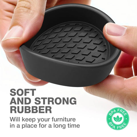 Close-up of a 2-Inch Caster Cup from the 8-Pack Round Furniture Coasters, showing soft yet strong rubber texture, BPA free.