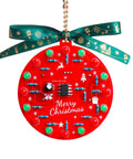 Starter Soldering Kit for Christmas Projects with LED Light Up Tree Decor showing red circuit board ornament.