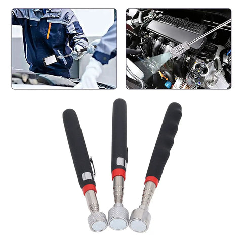 Cool Retractable Magnetic Pickup Pen Kit With Rubber Grip Steel Magnets Perfect For Garage Work, Car Repairs And Reaching Deep Spots Hassle Free Heavy Duty Weatherproof Design For Any Job, black handle set