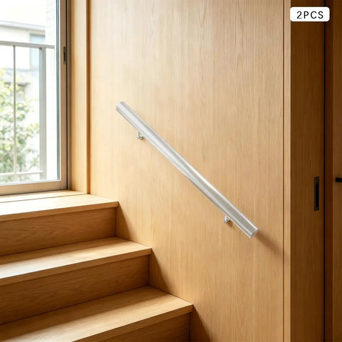 Slick Stainless Steel Flush Handrail Wall Mounted With Clean Silver Finish provides a secure grip for stairs installation.
