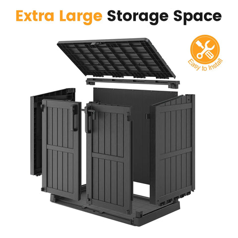 Outdoor Storage Cabinet 36 Cu Ft With Lockable Doors Portable Horizontal Resin Shed Waterproof Floor Included Easy To Assemble