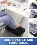 Under Desk Foot Rest For Office And Home, Ergonomic Foot Stool With Washable Cover, Dual Height Adjustable Levels in use
