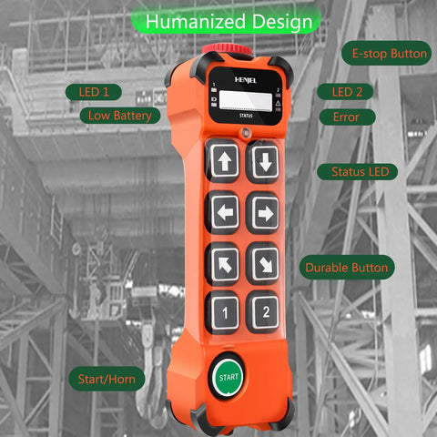 Dual Speed Crane Wireless Remote Control Kit For Hoist And Overhead Bridge Cranes, featuring buttons and LED indicators.