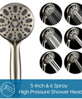Brushed Nickel Shower Faucet Set With Valve And Handheld Shower Head Six Setting Shower System For Bathtub To Shower Remodel