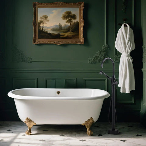 Premium Floor Mount Bathtub Faucet With Removable Sprayer, High Flow Roman Tub Filler Crafted From Solid Brass, Sleek Matte Black Finish That Hits Different To Level Up Your Bathroom Vibe Game