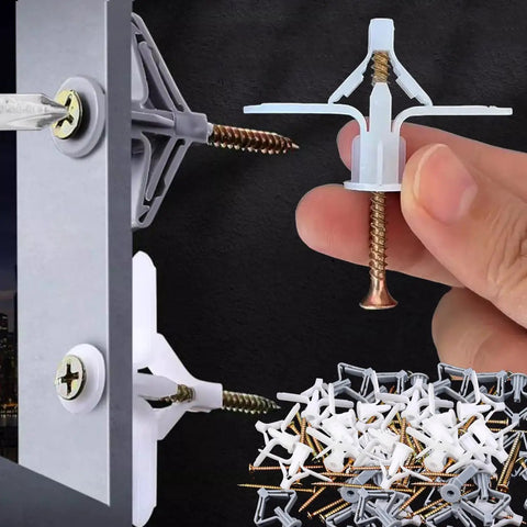 Airplane Butterfly Gypsum Board Expansion Screws Kit For Hollow Walls And Plasterboard Nylon And Stainless Steel Self Drilling