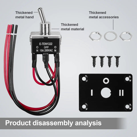 Six Pin Three Position Prewired Power Transfer Switch With Mounting Plate And Waterproof Cap Built Tough Flame Retardant Housing For Durable Safe Use In Cars Boats And More Rocker Toggle Style with wires, plate, and screws