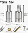 Product size diagram of Aluminum Threaded Mop Handle End Repair Kit And Extension Pole Adapter Set Dual Pack For Broom Sticks.