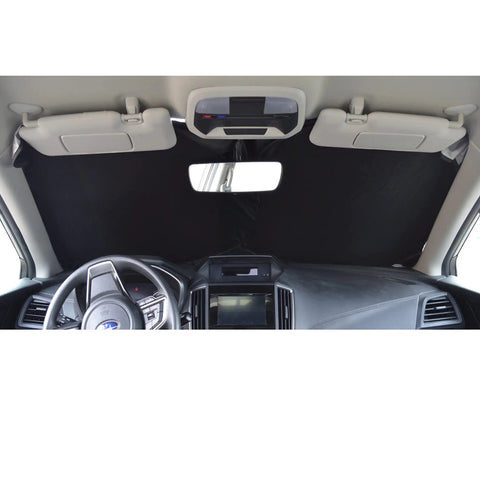 Retractable Windshield Sun Shade With Storage Pouch For Cars Trucks And SUVs Front Window Shield Blocker installation view