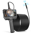 Triple Lens Endoscope With Ultra Rigid Thirty Two Point Eight Feet Cable Industrial Borescope With Light Five Inch IPS Screen IP67 Waterproof LED Lights Eight X Zoom Pro Grade Build Snake Camera For Auto And Plumbing, handheld view
